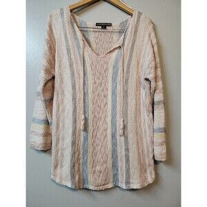 United States Sweaters Womens Baja Pullover Sweatshirt Size M pink beige V-Neck